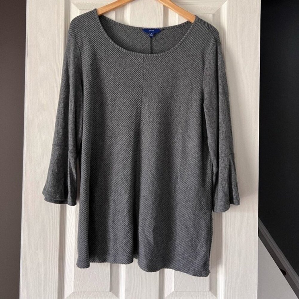 Apt. 9 Gray Textured Knit Bell Sleeve Top Women’s XL
